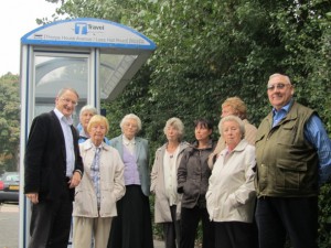Lib Dem Cllr Ian Auckland (left) with local residents campaigning to save the No. 17 bus